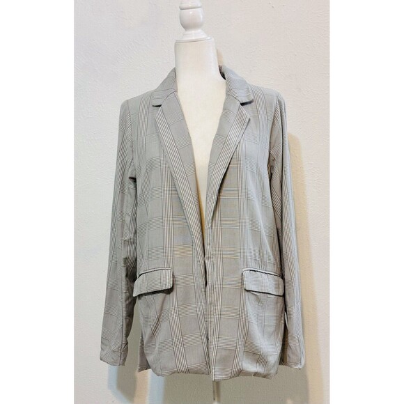 Abercrombie & Fitch Size M Grey Plaid Boyfriend Blazer Jacket Office Minimalist - Picture 1 of 12